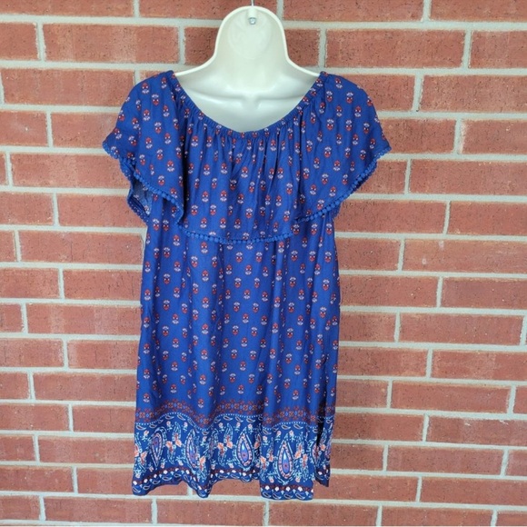 Faded Glory Peasant Tunic Blouse Woman 1X Plus Blue Rayon Paisley Boho
Mt2 - Picture 5 of 11
